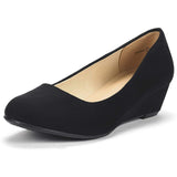 Niulatu Women's Debbie Mid Wedge Heel Pump Shoes Wedges Pumps Office Lady Solid Shoes for Daily Women Height Increasing DJSE