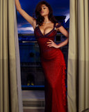 Niulatu A Line Straps Ombre Burgundy Chiffon Long Prom Dress HZ0113