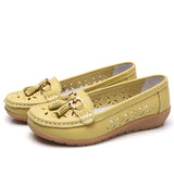 Niulatu Women Shoes Flats Genuine Leather Slip On Shoes For Women Slipony Loafers Nurse Ballerina Tassel Platform Shoes Ladies Plus Size DJSE