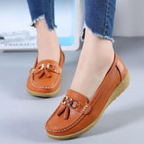 Niulatu Women Shoes Loafers Female Moccasins Shoes Summer Genuine Leather Women Flats Slip On Women Loafers Flats Tassel Plus Size DJSE