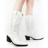 Niulatu Boots For Women Cowboy Cow Girls Big Size 46 Pointed Toe Chunky Heel Knee High Boots Rivet Fashion Shoes DJSE