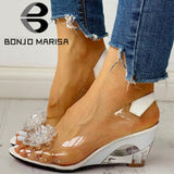 Niulatu Size 34-43 Hot Sale INS Hot Transparent Flat Sandals Shoes Woman Elegant Flowers Wedges Sandals Women DJSE