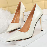 Niulatu Shoes Quality High Heels Women Pumps Rivet Metal Chain Women Heels Stiletto 2025 Luxury Banquet Shoes Pumps Female Shoes DJSE