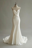 Niulatu Apricot Simple Mermaid Sweetheart Neck Wedding Dress Chiffon Long Prom Dress HZ1103