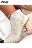 Niulatu Women Ankle Boots Low Heel Cool Shoes British Embroidered Design Short Party Footwear Chaussure Femme DJSE