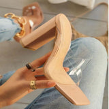 Niulatu Summer New Fashion Apricot Sandals Women Mules High Heels Slippers Sandals Sexy Square Open-toed Heel High Shoes DJSE