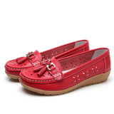 Niulatu Women Shoes Flats Genuine Leather Slip On Shoes For Women Slipony Loafers Nurse Ballerina Tassel Platform Shoes Ladies Plus Size DJSE