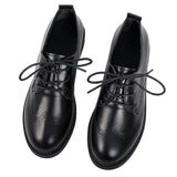 Niulatu Women Brogue Shoes Oxford Flats Autumn Spring Woman Full Black Office Ladies Female Derby Shoes DJSE