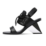 Niulatu Strange High Heels Modern Sandals Women 2025 Summer Genuine Leather Shoes Gladiator mixed color Sandals FT1469 DJSE