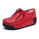 Niulatu Women Casual Shoes Genuine Leather Holes Platform Women Sneakers Shoes Cutout Suede Slip On Shoes Woman WSH3351 DJSE