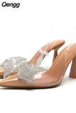 Niulatu Summer Bow High Heels For Women Fashion Pointed Toe Heeled Slingback Pumps Female Elegant Wedding Stiletto Shoes DJSE