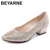 Niulatu new summer fashion pumps cutouts women casual crystal ladies shoes high heels Tenis Feminino genuine leather DJSE