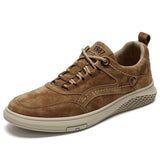Niulatu Men's genuine Leather Casual Shoess lace up Trend Comfortable Men Shoes outdoor Sneakers British Fashion Men High Top Moccasins DJSE