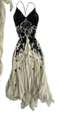 Niulatu Spaghetti Straps Chiffon Black Lace Prom Dress Long Evening Dress HZ1007