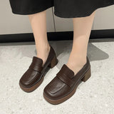 Niulatu Women Chunky heels Height Increase Shoes Ladies Vintage loafers Japanese Student Shoes College Style High Heels DJSE