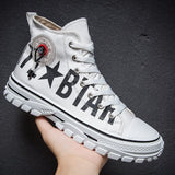 Niulatu Men's Canvas Shoes High Top Flat Shoes for Men Black White Sneakers Non-slip Shoes Canvas Sneakers Sneakers for Men Casual Shoes DJSE