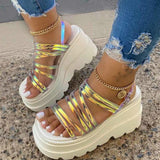 Niulatu Women Sandals 2025 Fashion Platform Gladiator Female Shoes High Heel Laides Thin Strap Footwear Sandalias Mujer DJSE