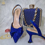 Niulatu 2025 New Fashion Full Of Crystal Decoration Style Rainbow Glass Heel Friends Party Shoes Ladies Shoes And Bag For Party DJSE
