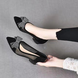 Niulatu Asakuchi Women Shoes Women's High Heels Mesh Breathable Casual Women Shoes Square Heel Pointed Toe Heels Women DJSE