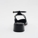 Niulatu Patent Leather Flats Shoes Sexy Squared toe Flat Sandals Office lady Block Heel Shoes Women Ankle Strap Slingbacks DJSE