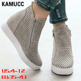 Niulatu Women's Wedge Sneaker Vulcanize Shoes Fashion Zip Leopard Increase Within Zapatos De Mujer New Fashion for Girl DJSE
