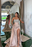 Niulatu Mermaid Evening Dress Sleeveless Slit With Beads HZ1007