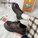 Niulatu Shoes Oxford Shoes 2025 autumn Vintage Brown Leather Lace Up Women Fashion Loafer Shoes Black Oxford Shoes DJSE