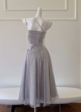 Niulatu Purple Sequins Tulle Beaded Tassel Prom Dress A Line Evening Dress HZ1007