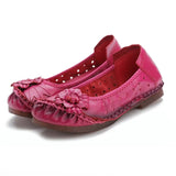 Niulatu Summer Shoes Woman Casual Breathable Flats Ladies Ethnic Style Floral Shoes Plus Size 42 Mom Shallow Loafers DJSE