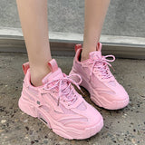 Niulatu Spring Autumn Platform Sneakers Women Casual Lace Up Thick Bottom Walking Shoes Woman Non Slip Yellow Sneakers Mujer DJSE