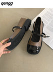 Niulatu Women Flat Shoes Square Toe Retro Mary Janes Loafers Female Belt Buckle Casual Autumn Fashion Lady Chaussure Femme DJSE