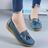 Niulatu Women Shoes Spring Autumn Cow Leather Flats Women Footwear Slip On Loafers Mother Moccasins Shoes Female Large Size DJSE