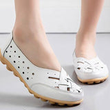 Niulatu Women Flats Genuine Leather Women Shoes With Low Heels Loafers Slip On Flat Shoes Soft Women's Flat Shoes Walking Driving Shoe DJSE