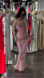 Niulatu Off-shoulder Sleeveless Mermaid Satin Long Evening Prom Dresses SD1582