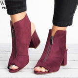 Niulatu Sandals Ladies Shoes Gladiator Casual Peep Toe Antiskid Bottom Zipper Med Thick Heels Wedding Sandalias Mujer 6299W DJSE