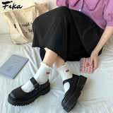 Niulatu Shoes Platform Mary Janes Shoes Patent Leather Women Buckle Strap Dress Shoe zapatos mujer Black shoes for women DJSE