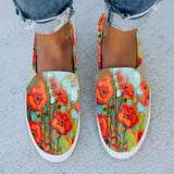 Niulatu Graffiti Women Flat Shoes Shallow Thick Bottom Casual Canvas Female Footwear Spring Slip On Women's Shoes Plus Size 2025 DJSE