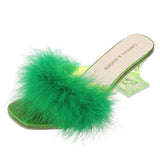 Niulatu Fluffy Peep Toe Sexy High Heels Women Shoes Fur Feather Lady Fashion Slip On 2025 Ytmtloy Indoor House Slippers DJSE