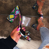 Niulatu Women Sandals Transparent Sandals Ladies High Heel Slippers Candy Color Open Toes Thick Heel Fashion Female Slides Summer Shoes DJSE