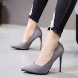 Niulatu High Heels Women 2025 New Spring and Autumn Pointed Toe Shallow Mouth Suede Fine Heel Fashion Women's Shoes DJSE