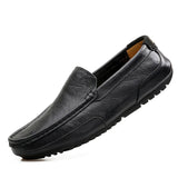 Niulatu Men Casual Shoes Luxury Brand Genuine Leather Mens Loafers Moccasins Soft Breathable Slip on Boat Shoes Plus Size DJSE