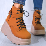 Niulatu NEW 2025 Fashion Trendy Big sizes 43 Platform High Heels Autumn Winter Add Plush Wedges Shoes Stylish Ankle Boots Women DJSE