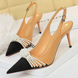 Niulatu Shoes Pearl Bowknot Women Pumps Luxurious High Heels Fashion Party Shoes Women Heels Stiletto Ladies Shoes Plus Size 43 DJSE