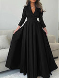 Niulatu Elegant Formal Length Sleeve V Neck with Pleats Evening HZ1007
