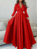 Niulatu Elegant Formal Length Sleeve V Neck with Pleats Evening HZ1007