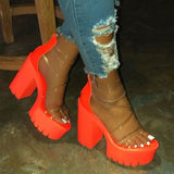 Niulatu Club Party Platform Chunky Heel Sandals Summer Plus Size Shoes Transparent Gladiator Heel Sandals Shoes Women DJSE