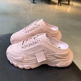 Niulatu sandals colorful shoes ladies 2025lazy new platform shoes wear fashionable leather popular shoes Baotou half slippers DJSE