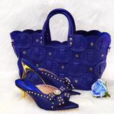 Niulatu Rivet Style Women Shoes and Bag to Match in Color matching High Quality Nigerian Design Matching Shoes and Bag DJSE