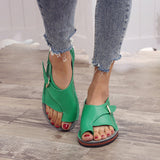 Niulatu Women Casual Flat Sandals Ladies Pu Leather Open Toe Shoes Female Roman Beach Shoes Buckle Casual Zapatos Mujer Primavera Verano DJSE