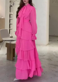 Niulatu Chiffon Layered Ruffled Long Prom Dress Elegant Party Evening Dress HZ1007